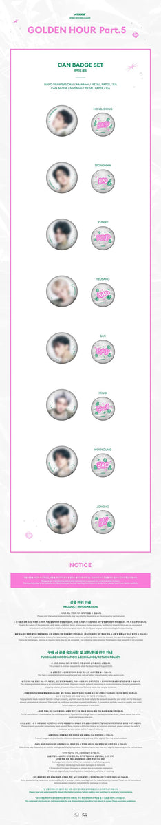ATEEZ - [GOLDEN HOUR : Part.5] (POP-UP STORE MD CAN BADGE SET