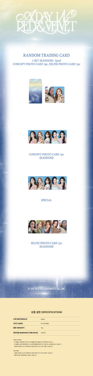 値下げ中！Red Velvet FAN-CON 8/1 入場特典トレカ RED VELVET - [A Day in Red & Velvet] (2026 FAN-CON MD RANDOM