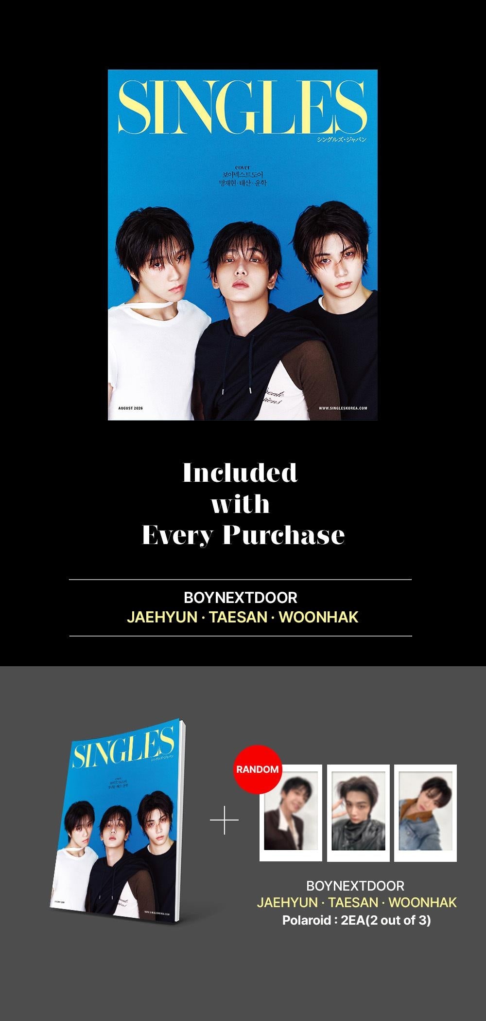 SINGLES JAPAN - VOL.20 BOYNEXTDOOR JAEHYUN & TAESAN & WOONHAK