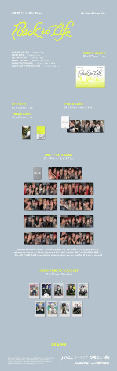 &TEAM - [BACK TO LIFE] KR 1st Mini Album PHOTOCARD BOX WEVERSE