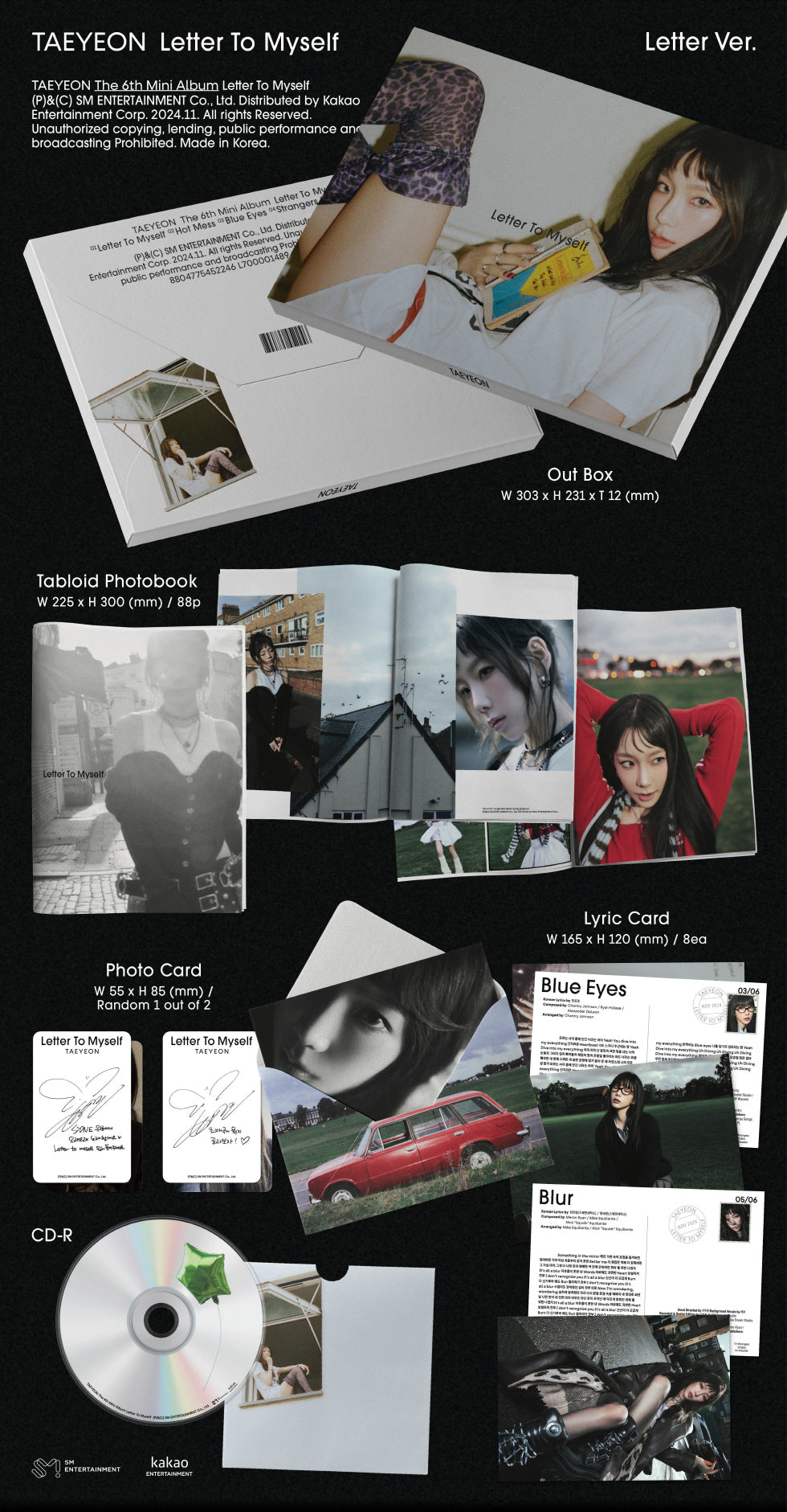 *Album specifications - Cover: 1 type - Photobook: 88p - CD-R: 1 type - Lyrics Cards: Insert 8 types - Photocard: Randomly...