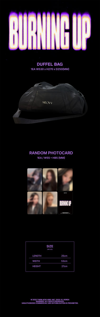 MEOVV - [BURNING UP] OFFICIAL MD DUFFEL BAG – kpopalbums.com