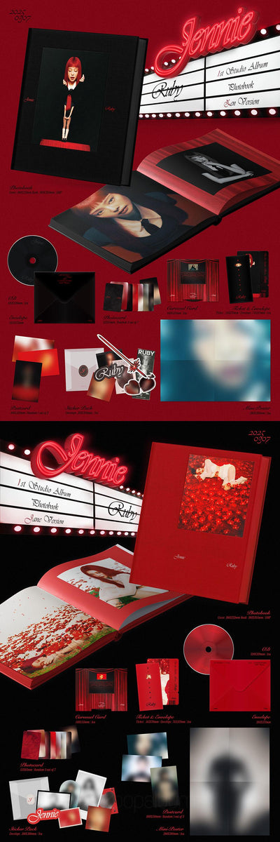 JENNIE - [RUBY] The 1st Studio Album PHOTOBOOK 2 Version SET