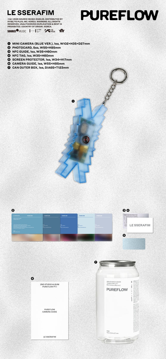 LE SSERAFIM - [PUREFLOW PT.1] 2nd Studio Album MINI CAMERA BLUE