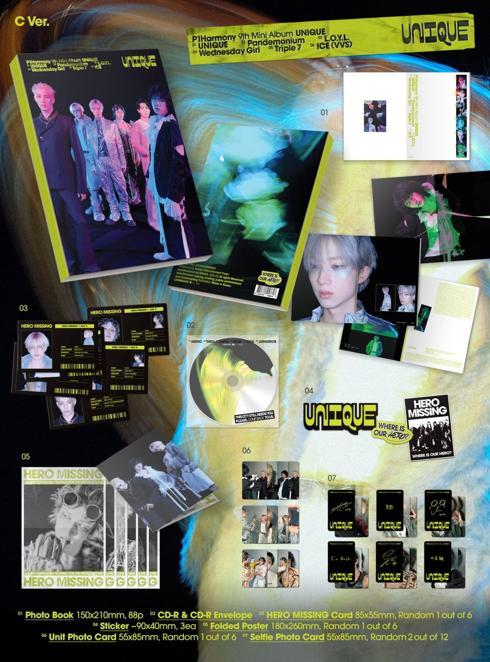 P1Harmony - [UNIQUE] 9th Mini Album PHOTOBOOK 3 Version SET