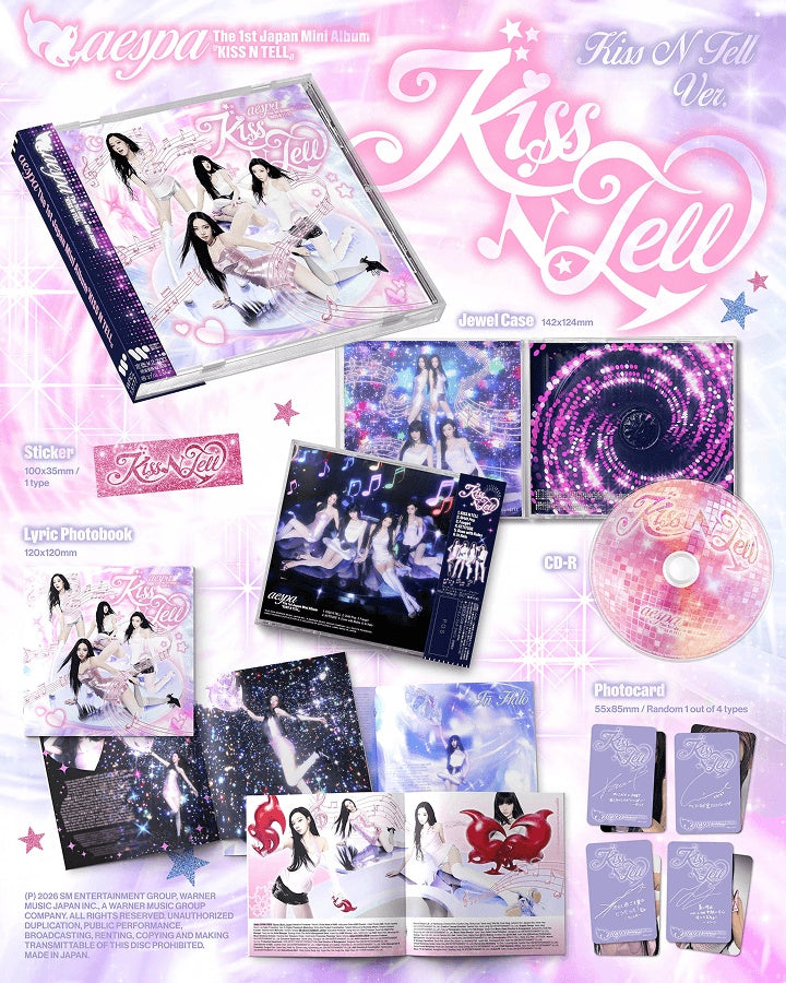 AESPA - [KISS N TELL] 1st JAPAN Mini Album KISS N TELL Version