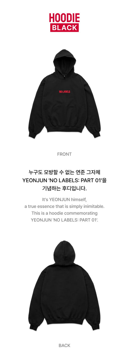 TXT YEONJUN NO LABELS Hoodie ヨンジュン パーカーM YEONJUN - [NO LABELS: PART 01] (MD Hoodie (Black)) – kpopalbums.com