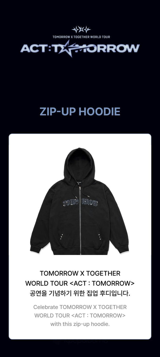 アイドルグッズ TOMORROW X TOGETHER - TOMORROW X TOGETHER ACTBOY ZIP-UP HOODIE TXT - [ACT : TOMORROW] (WORLD TOUR MD Zip-Up Hoodie