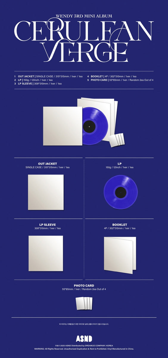WENDY - [CERULEAN VERGE] 3rd Mini Album LIMITED Edition LP Version
