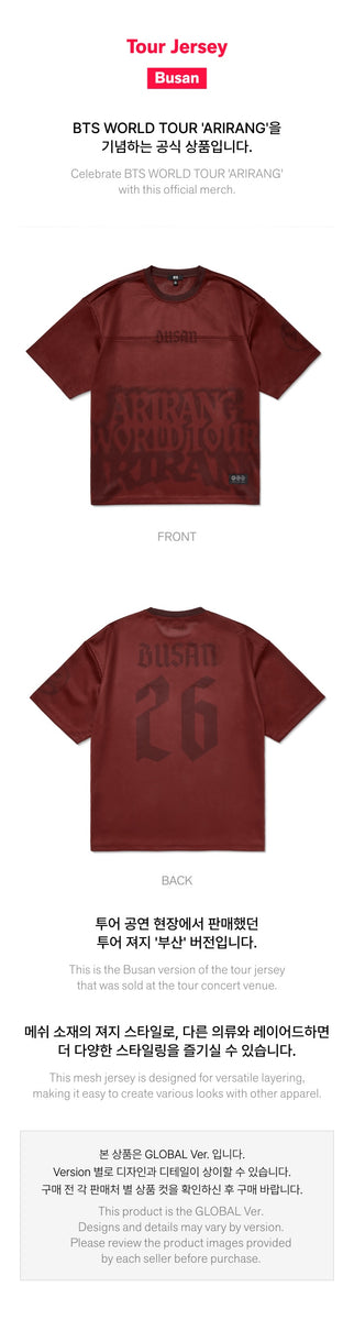 BTS - [ARIRANG] WORLD TOUR MD Tour Jersey (Busan) – kpopalbums.com