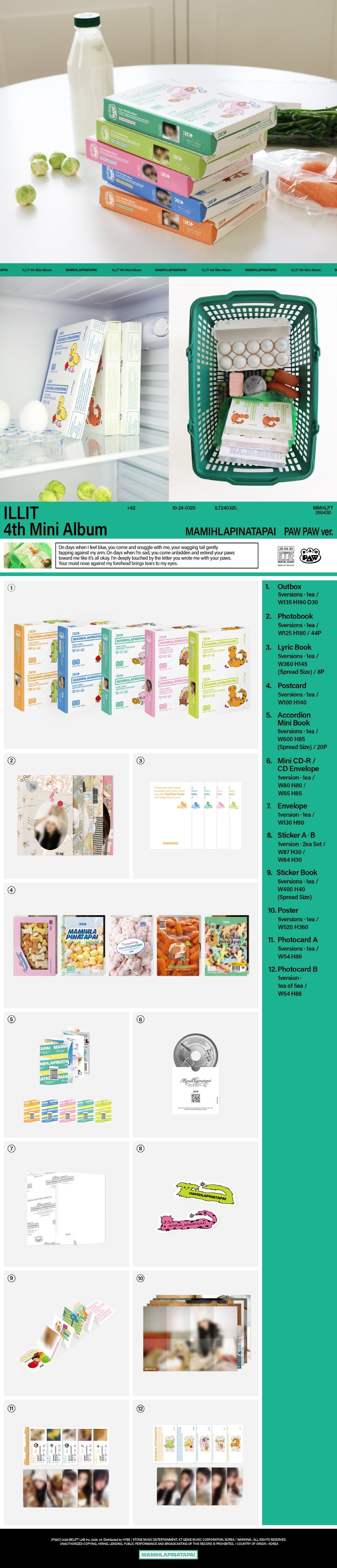 [Components] - OUTBOX: 5 Versions ‧ 1ea ‧ W135 H190 D30 - PHOTOBOOK: 5 Versions ‧ 1ea ‧ W125 H180 / 44P - LYRIC BOOK: 5 Ve...