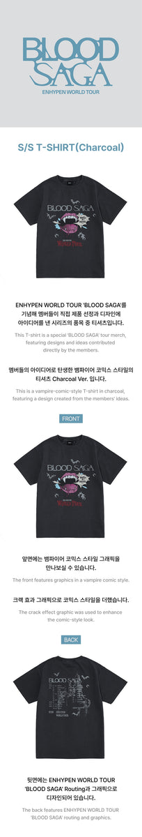 ENHYPEN - [BLOOD SAGA] (WORLD TOUR MD S/S T-Shirt (Charcoal