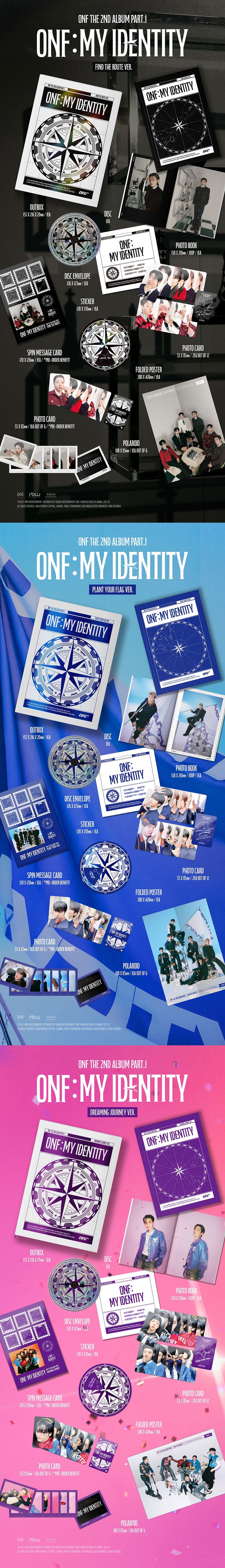 ONF - [ONF:MY IDENTITY] The 2nd Album Part.1 3 Version SET