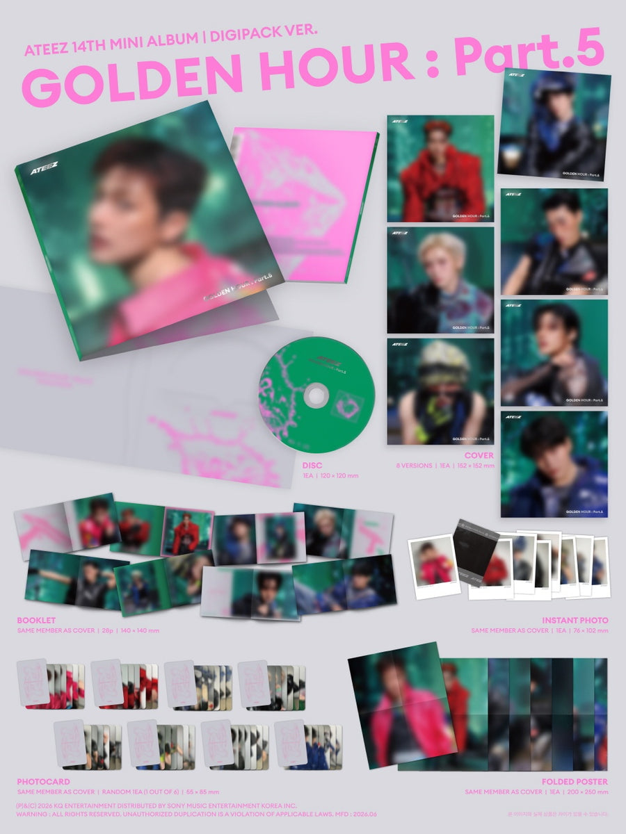 ATEEZ adrenaline DIGIPACK VER 新品未開封 OT8 ATEEZ - [GOLDEN HOUR : PART.5] 14th Mini Album DIGIPACK 8 Version