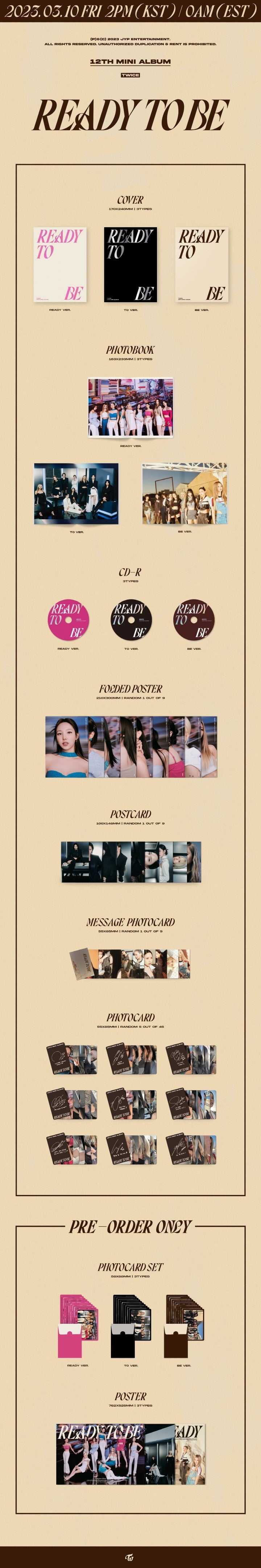 TWICE - READY TO BE 12th Mini Album (BE Ver.) + Poster Piegato In Omaggio: Edizione Speciale Per Fan K-pop - 5