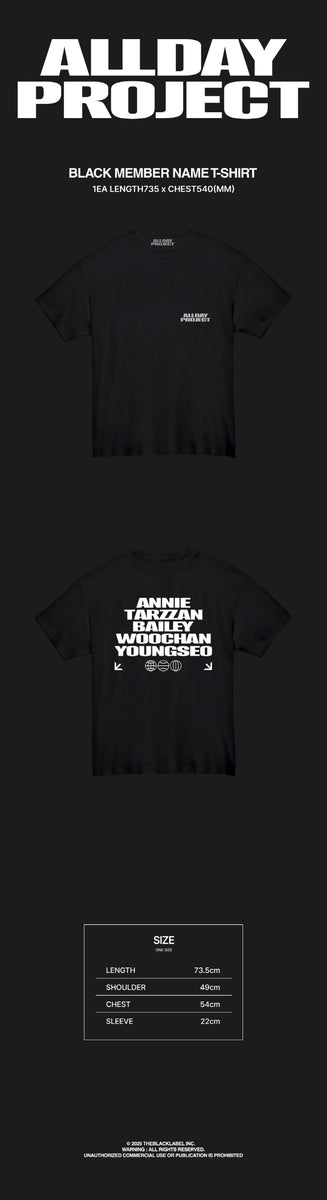 ALLDAY PROJECT BLACK MEMBER NAME Tシャツ ALLDAY PROJECT - [FAMOUS] OFFICIAL MD BLACK MEMBER NAMES T
