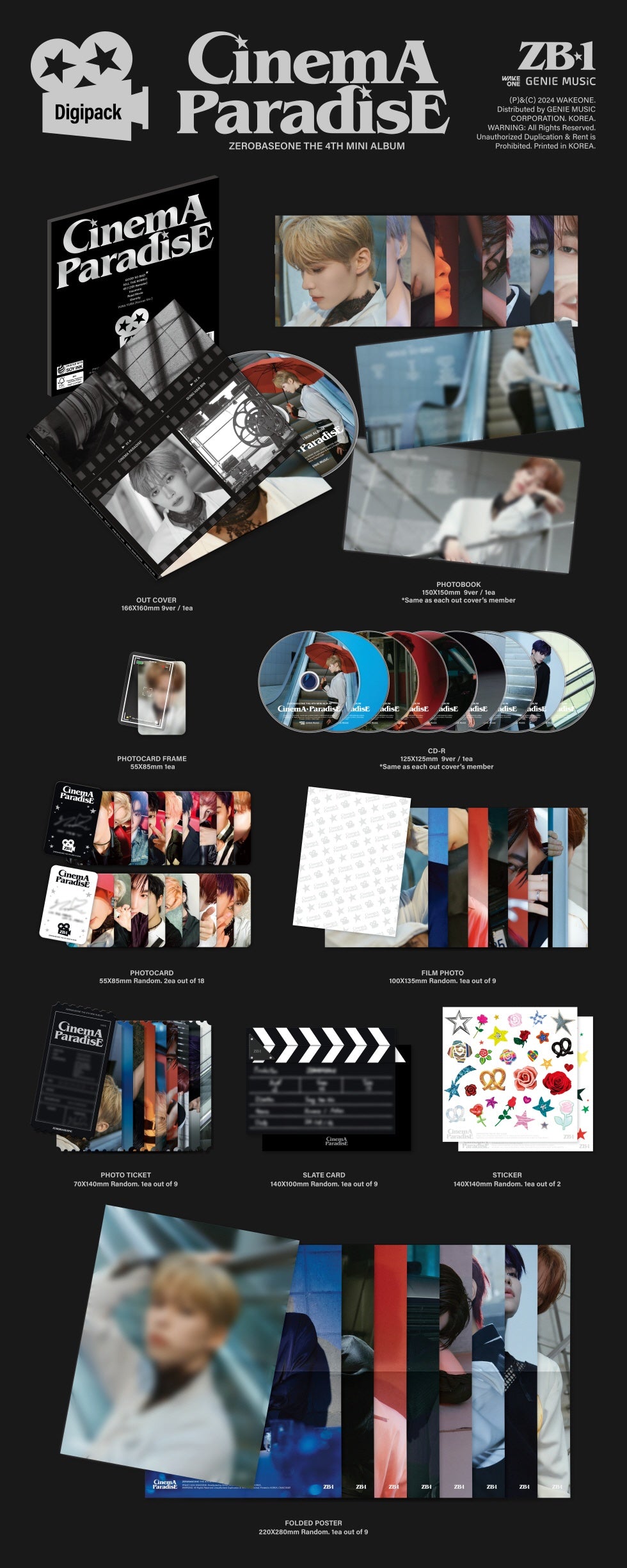 ZEROBASEONE - [CINEMA PARADISE] 4th Mini Album DIGIPACK KIM JI