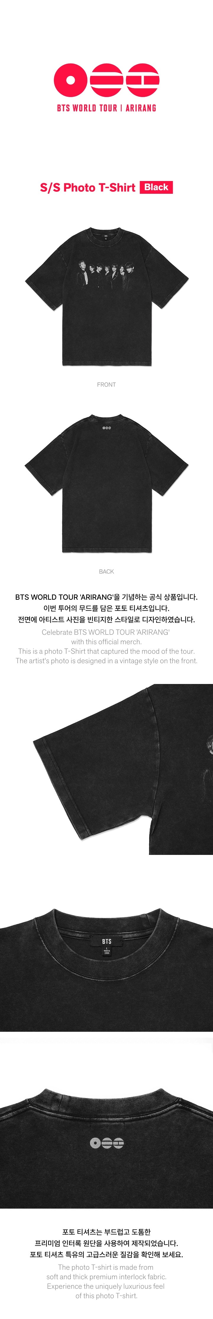 BTS - [ARIRANG] (WORLD TOUR MD S/S Photo T-Shirt (Black