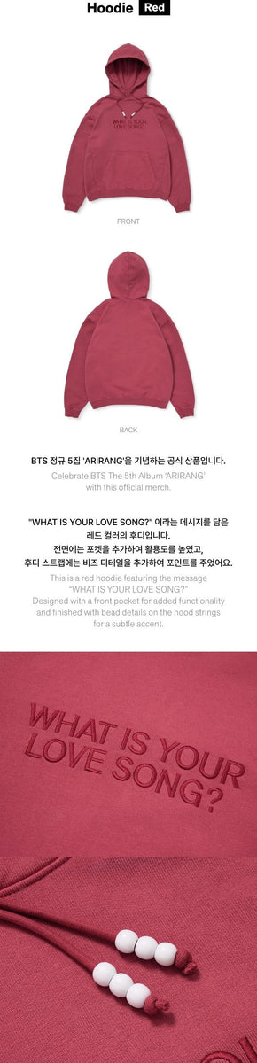 BTS - [ARIRANG] (5th Album OFFICIAL MD Hoodie (Red)) – kpopalbums.com
