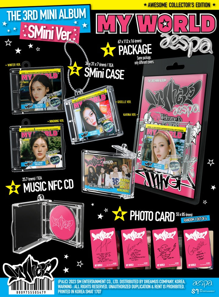 AESPA - [MY WORLD] (3rd Mini Album SMini version (Smart Album