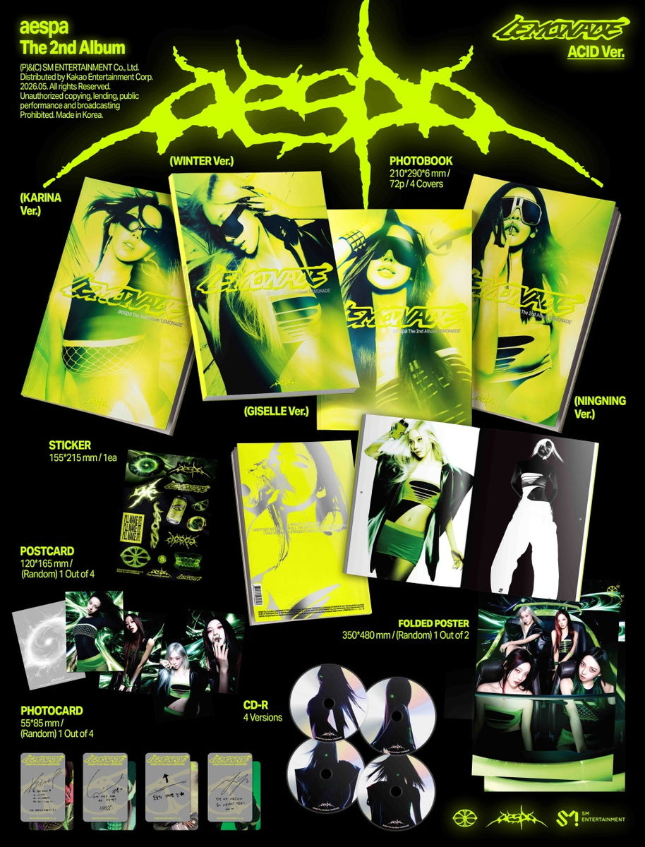 aespa LEMONADE applemusic ラキドロ 特典トレカ 4枚 aespa - [LEMONADE] 2nd Album ACID 4 Version SET – kpopalbums.com
