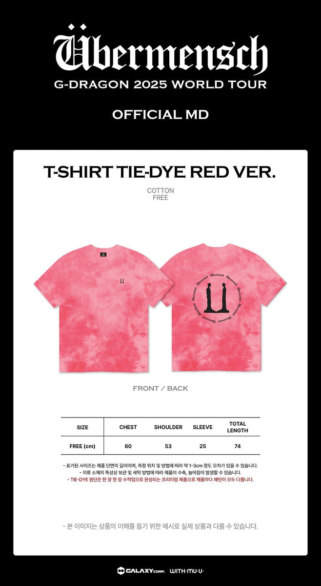 G-DRAGON - [Übermensch] (2025 WORLD TOUR MD T-SHIRT TIE-DYE RED