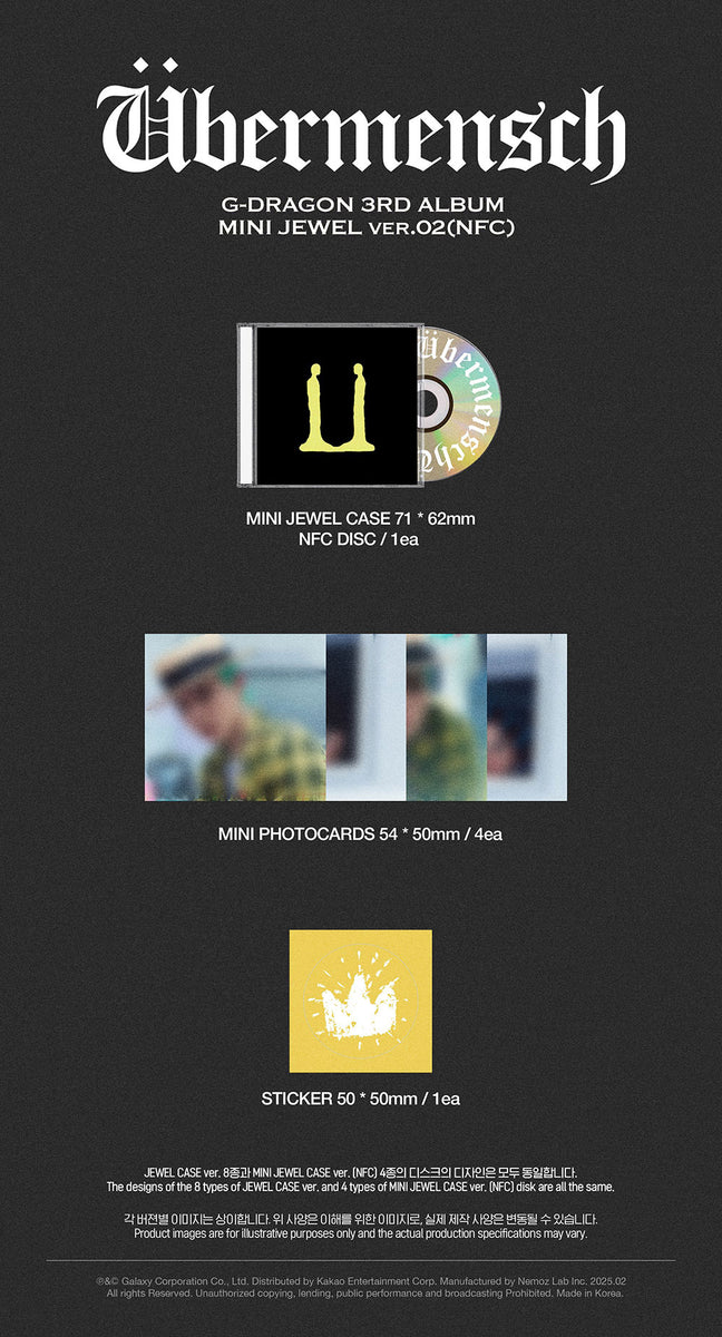 G-DRAGON - [ÜBERMENSCH] 3rd Album MINI JEWEL 4 Version SET