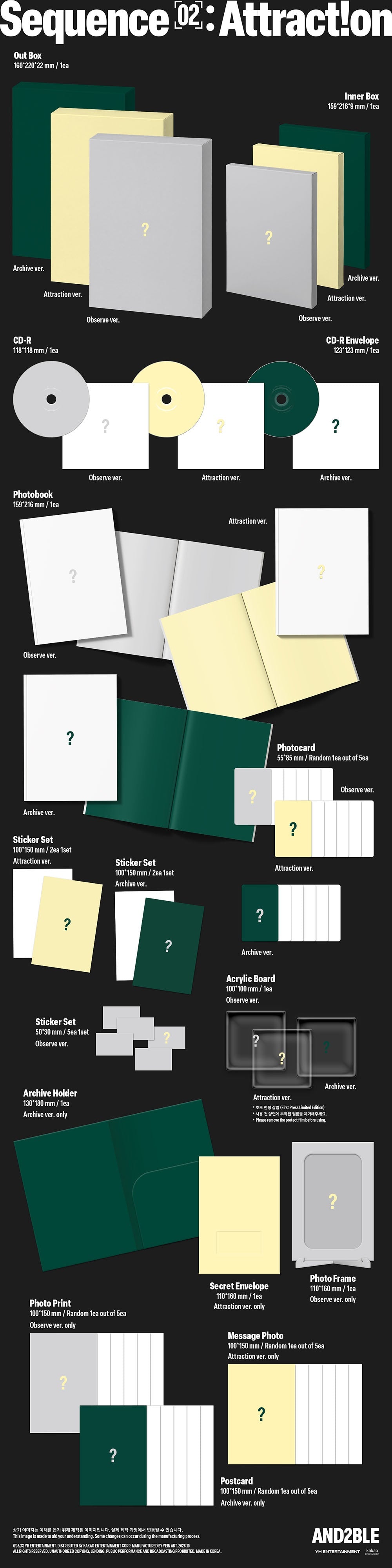 *Album specifications Observe ver. - Out Box: 160*220*22 mm / 1 type (Image varies by version) - Photobook: 159*216 mm / 1...
