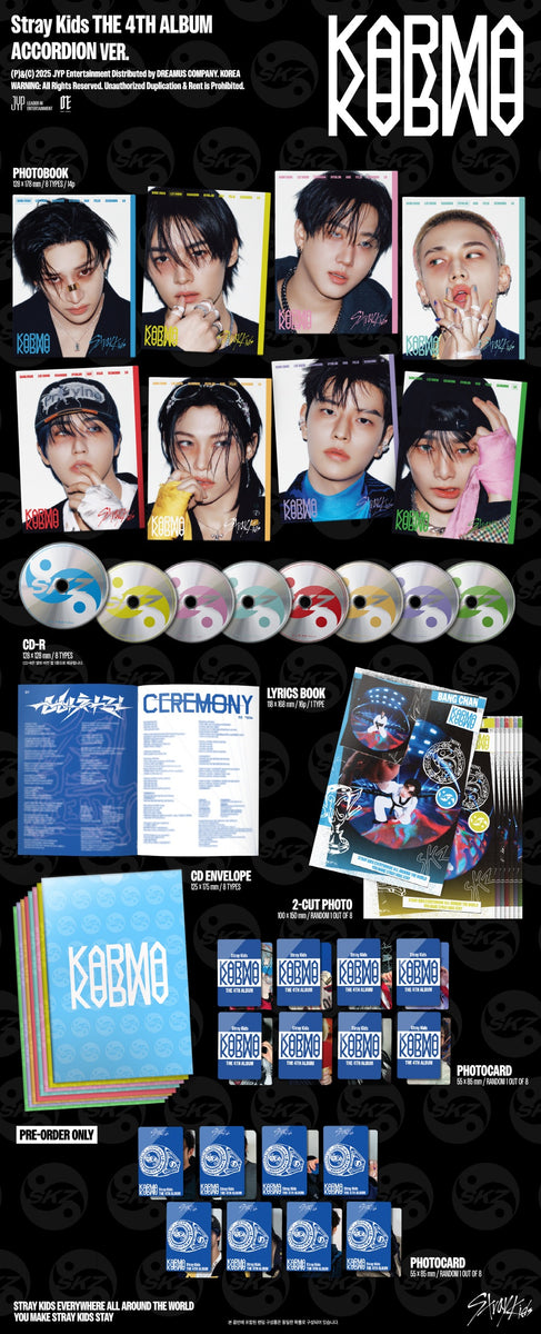Stray Kids 4th Album KOKOBOP トレカ 8枚セット STRAY KIDS - [KARMA] 4th Album ACCORDION 8 Version SET