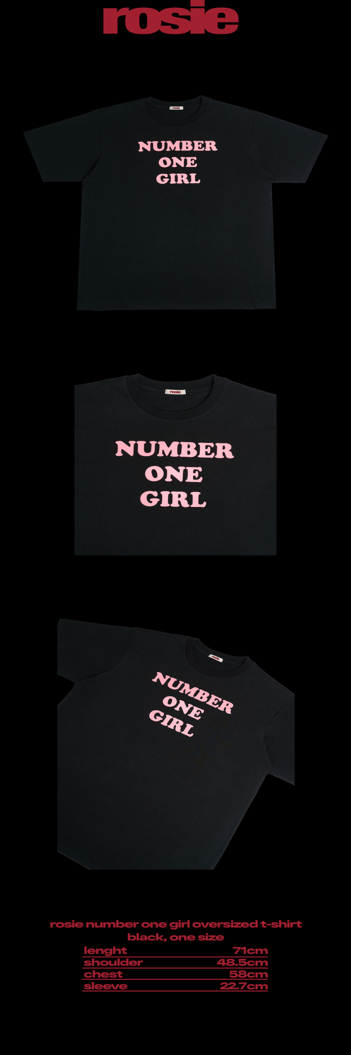 ROSÉ - [ROSIE] OFFICIAL MD NUMBER ONE GIRL BLACK T-SHIRT