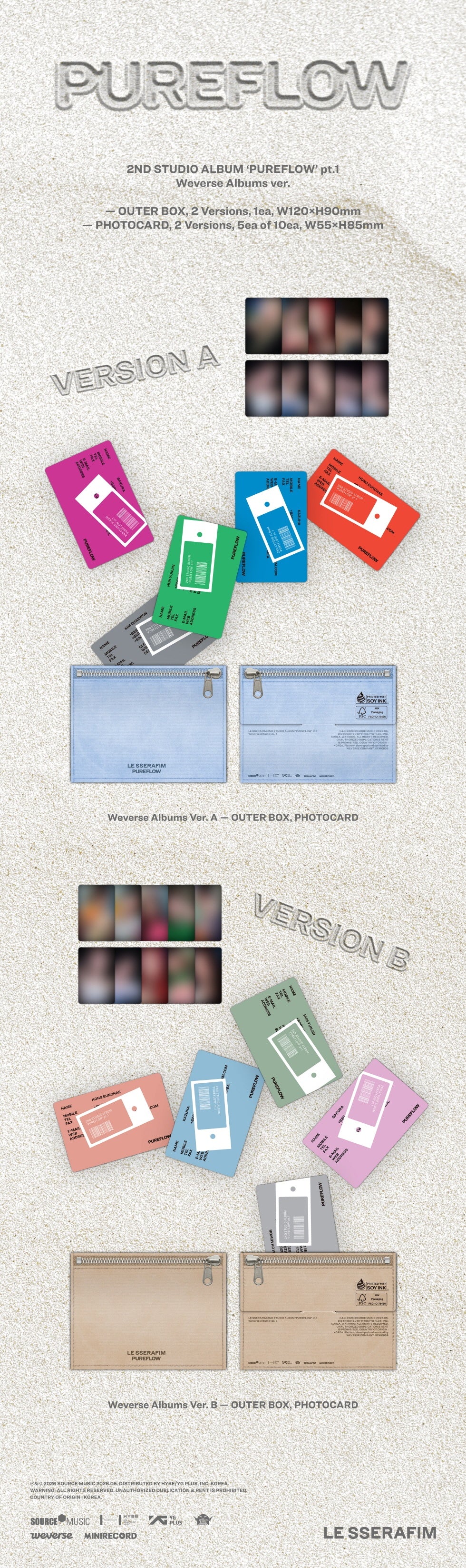 [Album Specifications] Total 2 versions (A, B) -OUTER BOX: 2Versions / 1ea / W120 -PHOTOCARD: 2Versions / 5ea of 10ea / W5...