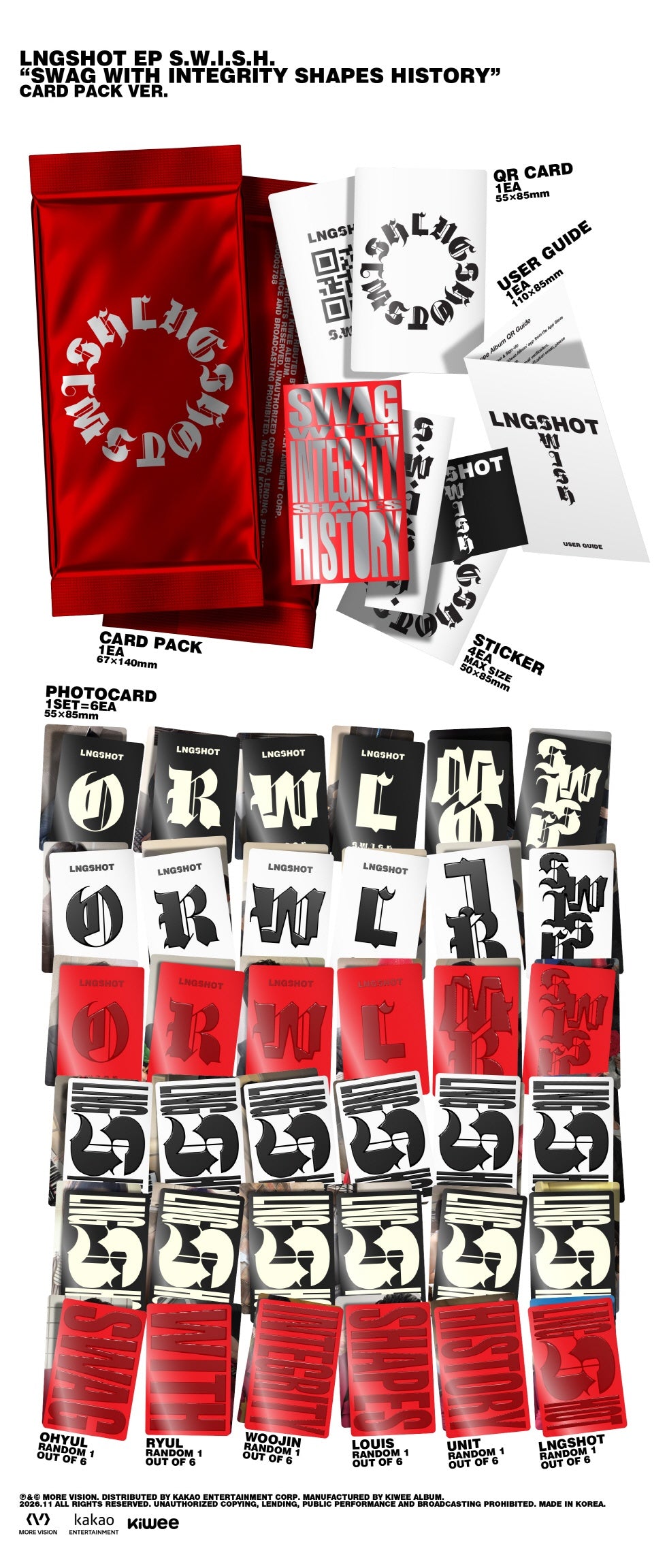 *Album specifications - Card Pack: 67*140mm / 1 type - OHYUL Photocard: 55*85mm / 1 random out of 6 types inserted - RYUL ...