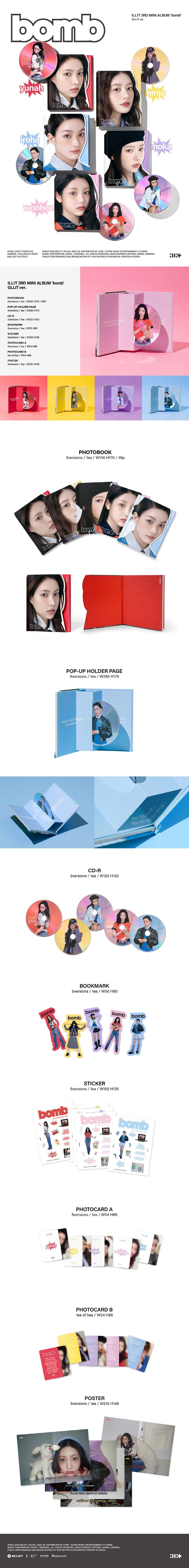 ILLIT - [BOMB] 3rd Mini Album GLLIT 5 Version SET