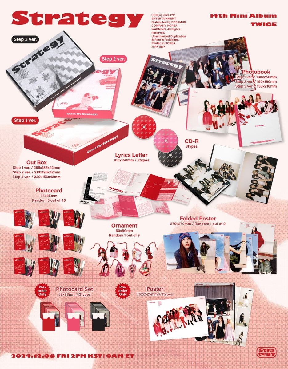 TWICE Strategy アルバム 複数バージョン3セット　ラキドロ✖️3 TWICE - [STRATEGY] 14th Mini Album 3 Version SET – kpopalbums.com