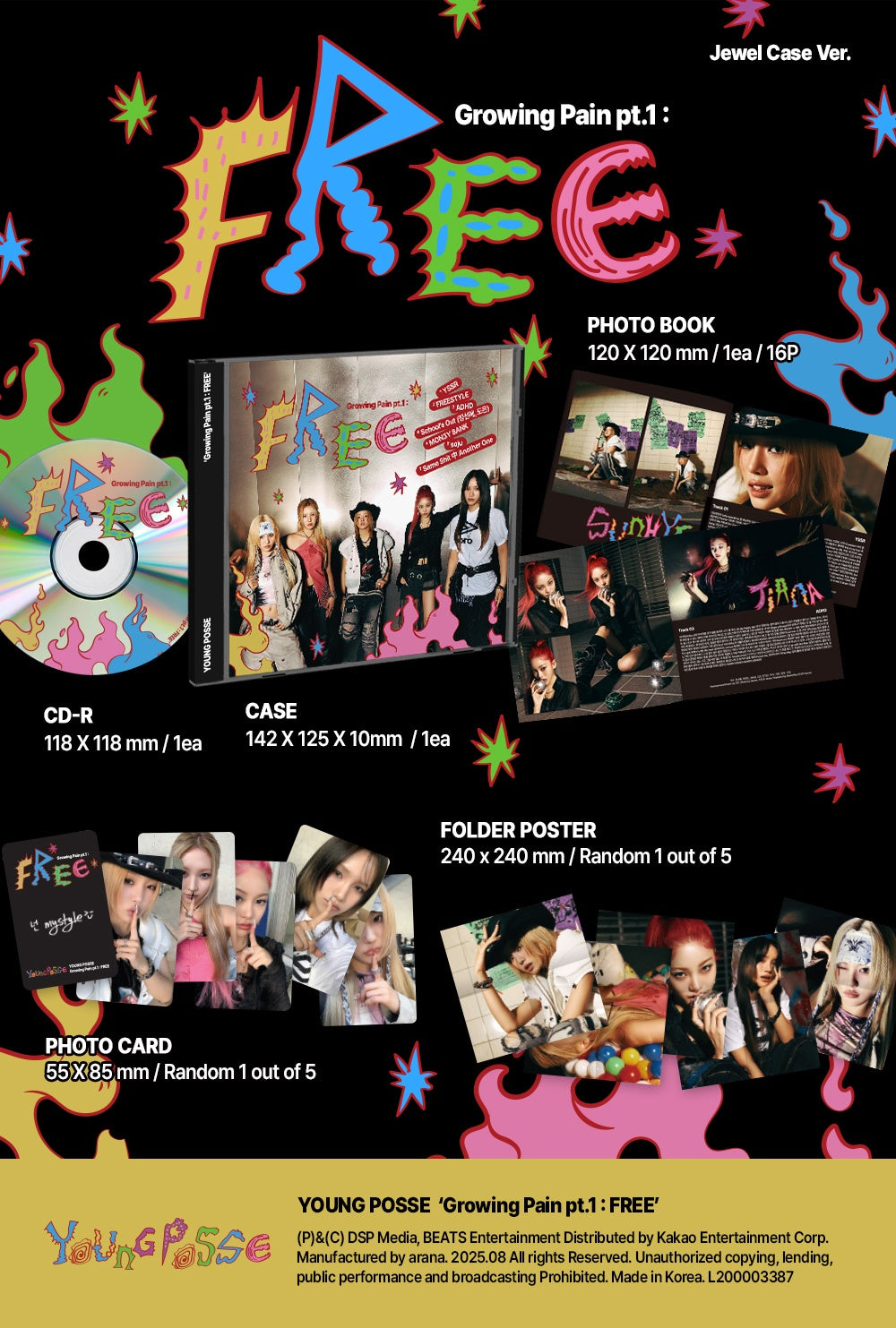 YOUNG POSSE - [GROWING PAIN PT.1 : FREE] EP Album JEWEL CASE