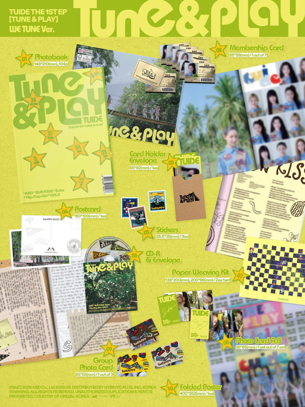 [Album Specifications] WE TUNE ver. - Photobook (1 type) / W148 x H210 (mm), 1ea, 104p - Membership Card (1 of 7 types, ra...