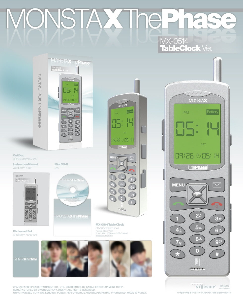 *Album specifications - Out Box: 90x184x49mm / 1 type - MX-0514 Table Clock: 50x170x20mm / 1 type (Function: Clock / Alarm...