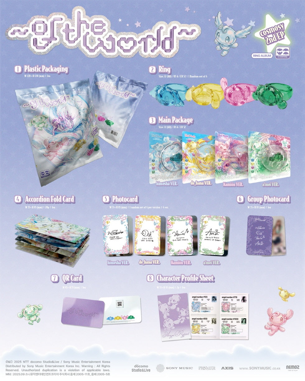 1 QR Card
1 Ring (random out of 4 types)
1 Accordion Fold Card (20 pages)
1 Photo Card (random out of 4 types)
1 Group Pho...