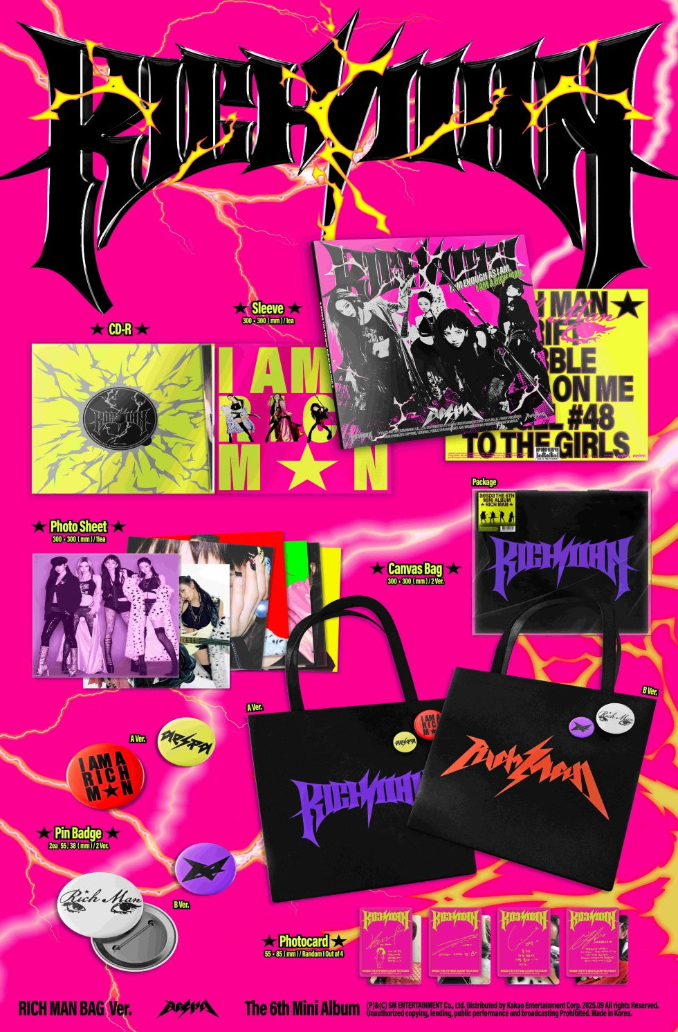 aespa - [RICH MAN] 6th Mini Album RICH MAN BAG RANDOM Version