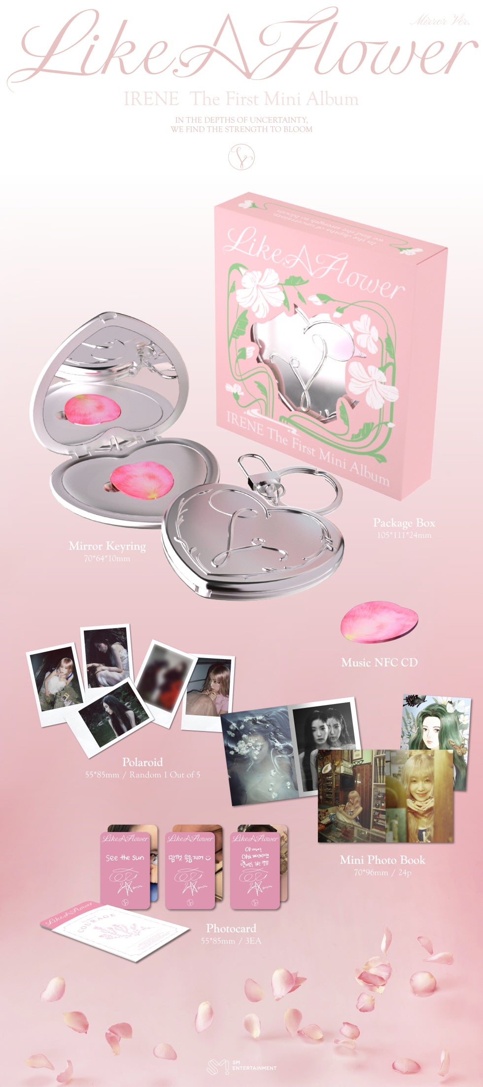 *Album specifications - Package box: 1 type - Mirror key ring: 1 type - Mini photo book: 24p - Music NFC CD: 1 type - Pola...