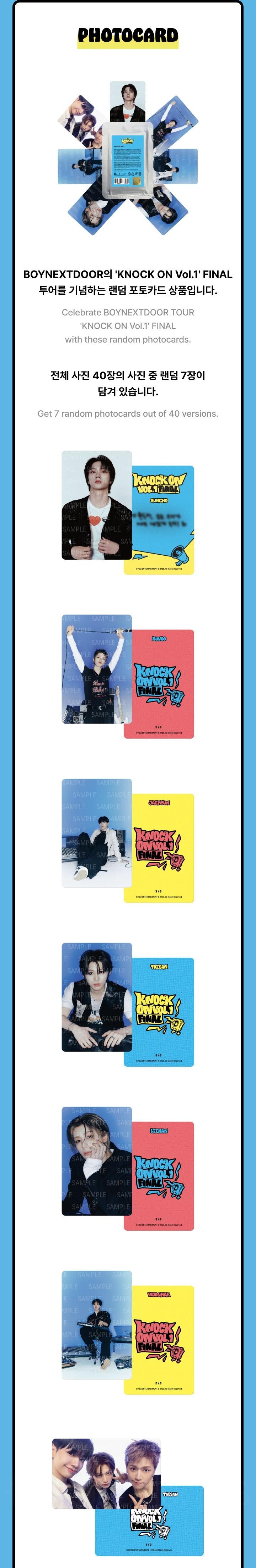 BOYNEXTDOOR - [KNOCK ON Vol.1] (FINAL TOUR MD Photocard