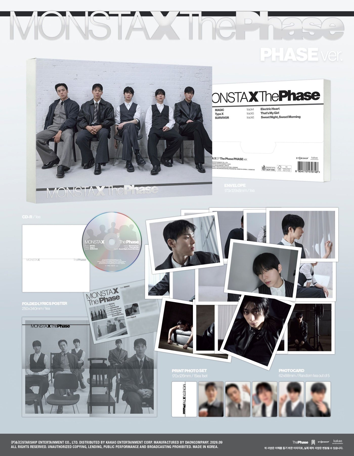 *Album specifications PHASE ver. - ENVELOPE: 173x129x8mm / 1 type - CD-R: 1 type - PRINT PHOTO SET : 170x126mm / 15 types ...