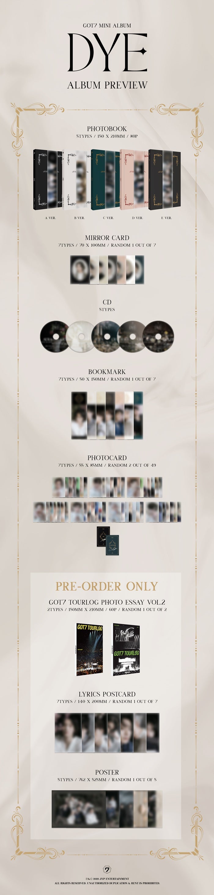 1 CD
1 Photo Book (80 pages)
1 Mirrorcard
2 Photo Cards
1 Bookmark