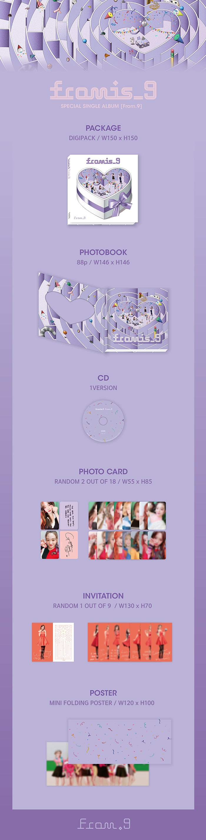 1 CD
1 Posteron
1 Photo Book (88 pages)
2 Cards
1 Inviataion