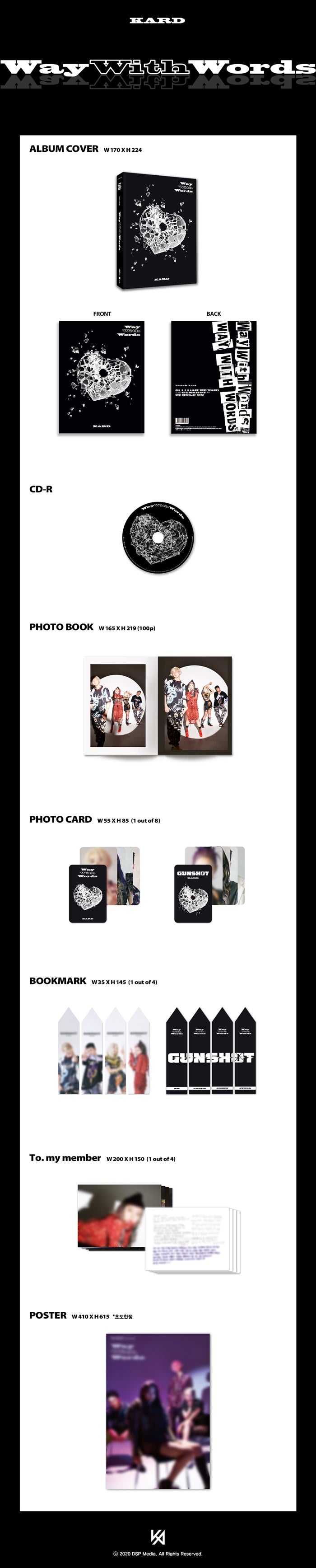 1 CD
1 Photo Book (100 pages)
1 Photo Card
1 Bookmark
1 To.my Member