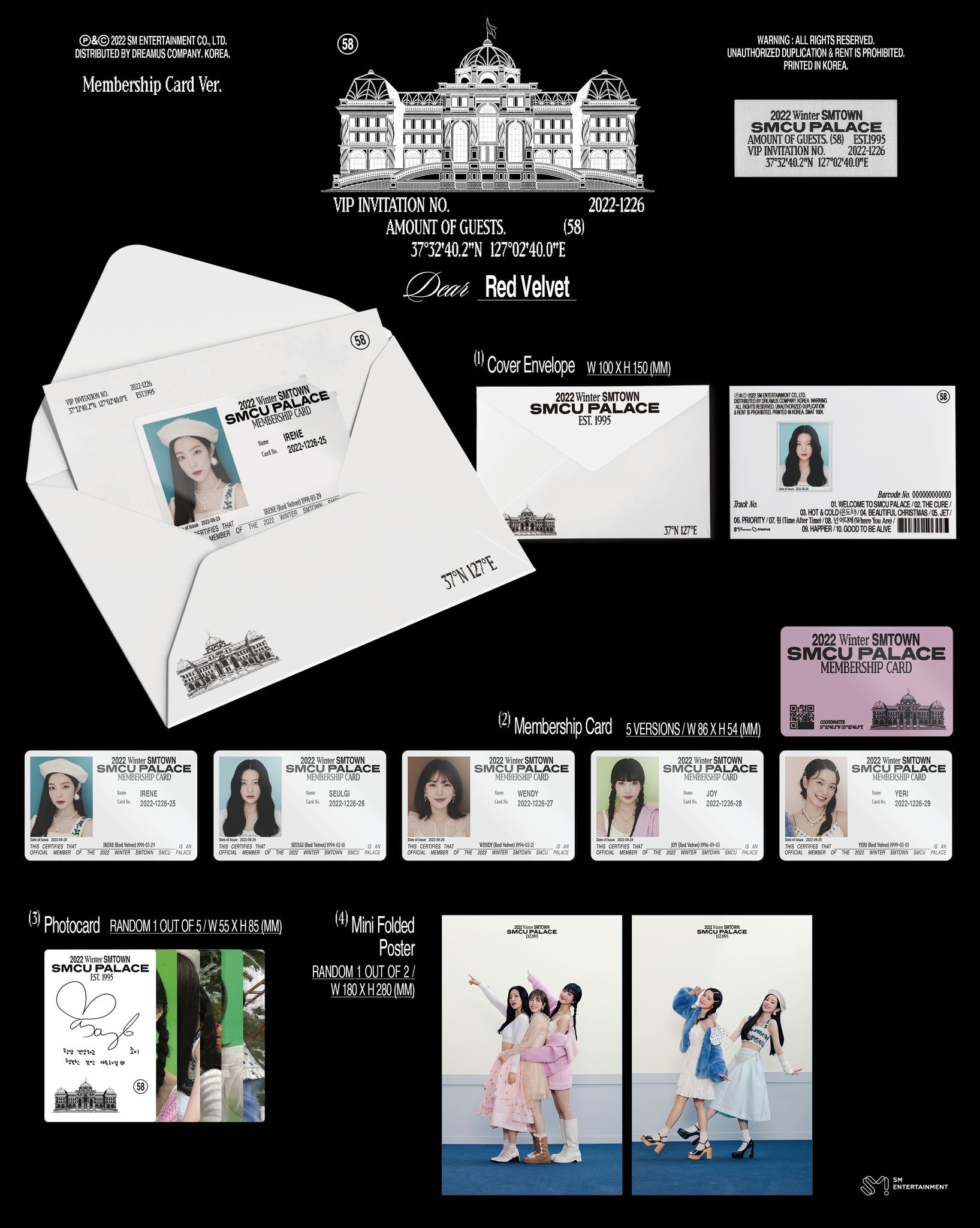 1 Cover Envelope
1 Membership Card (random out of 5 types)
1 Photo Card (random out of 5 types)
1 Mini Folded Poster (rand...