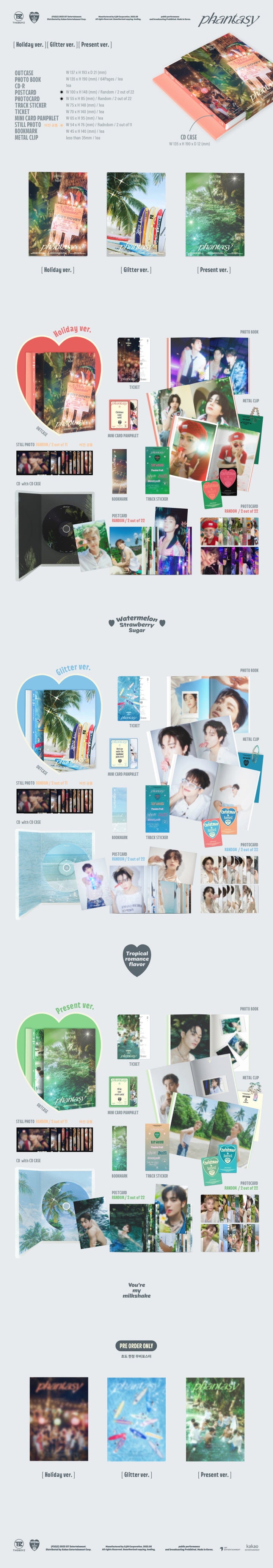 1 CD
1 Photo Book (64 pages)
2 Postcards (random out of 22 types)
2 Photo Cards (random out of 22 types)
1 Track Sticker
1...
