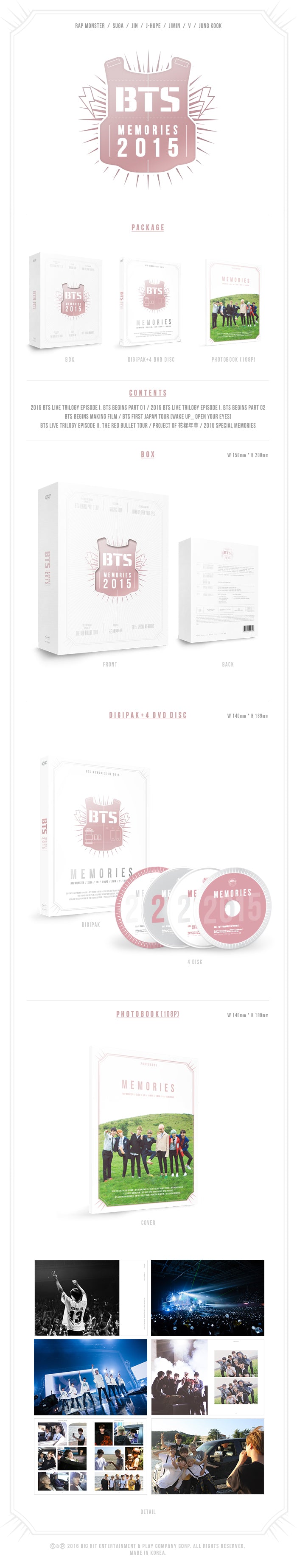 4 DVDs
1 Special Photo Book (108 pages)