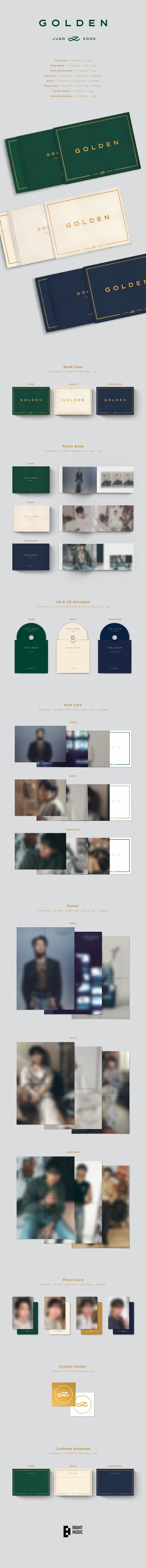 1 CD
1 Photo Book (64 pages)
2 Postcards (random out of 3 types)
1 Folded Poster (random out of 3 types)
2 Photo Cards (ra...