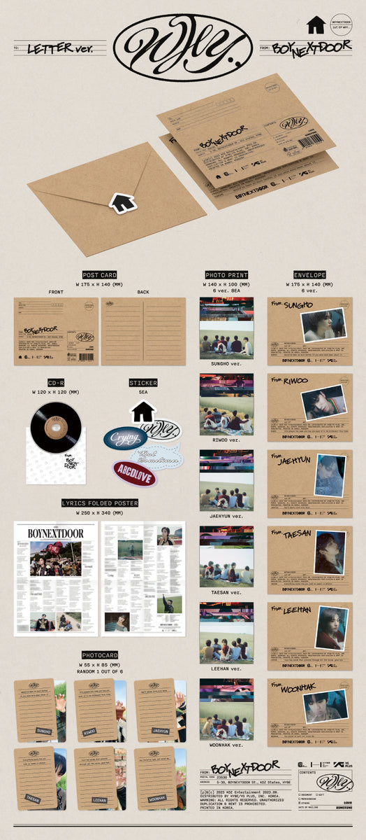 BOYNEXTDOOR - [WHY..] (1st EP Album LETTER Version WOONHAK Cover